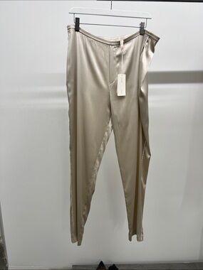 Cream Silk Tapered Trousers